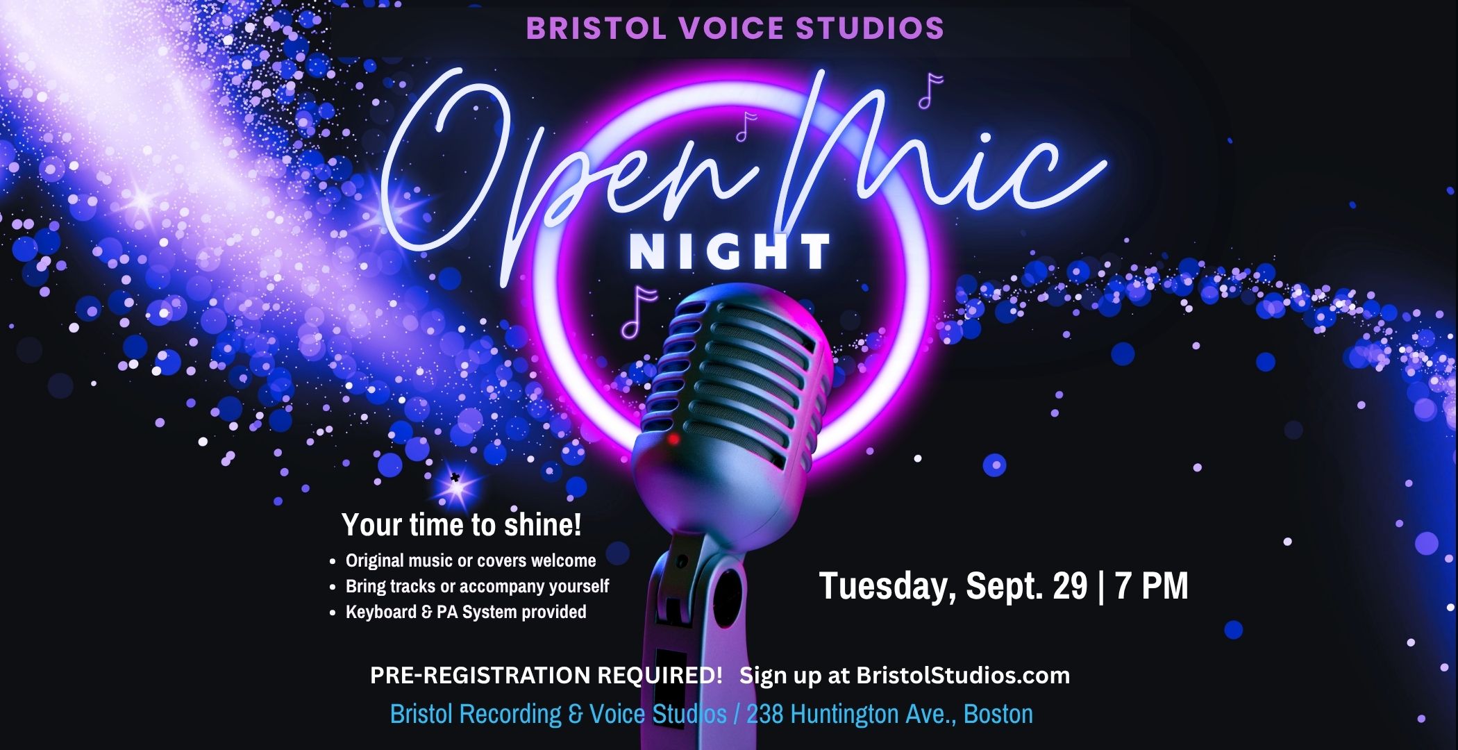Open mic night Boston flyer